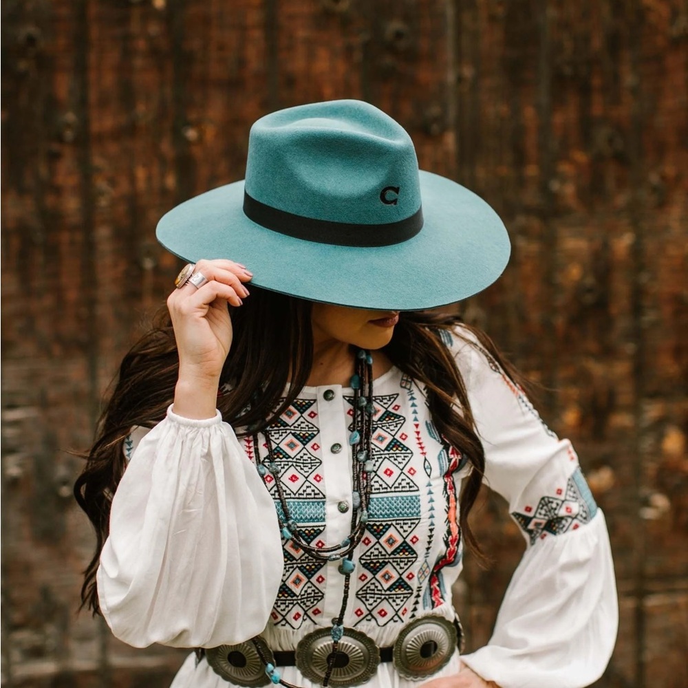 Teal Wide-Brim Charlie Horse Hat